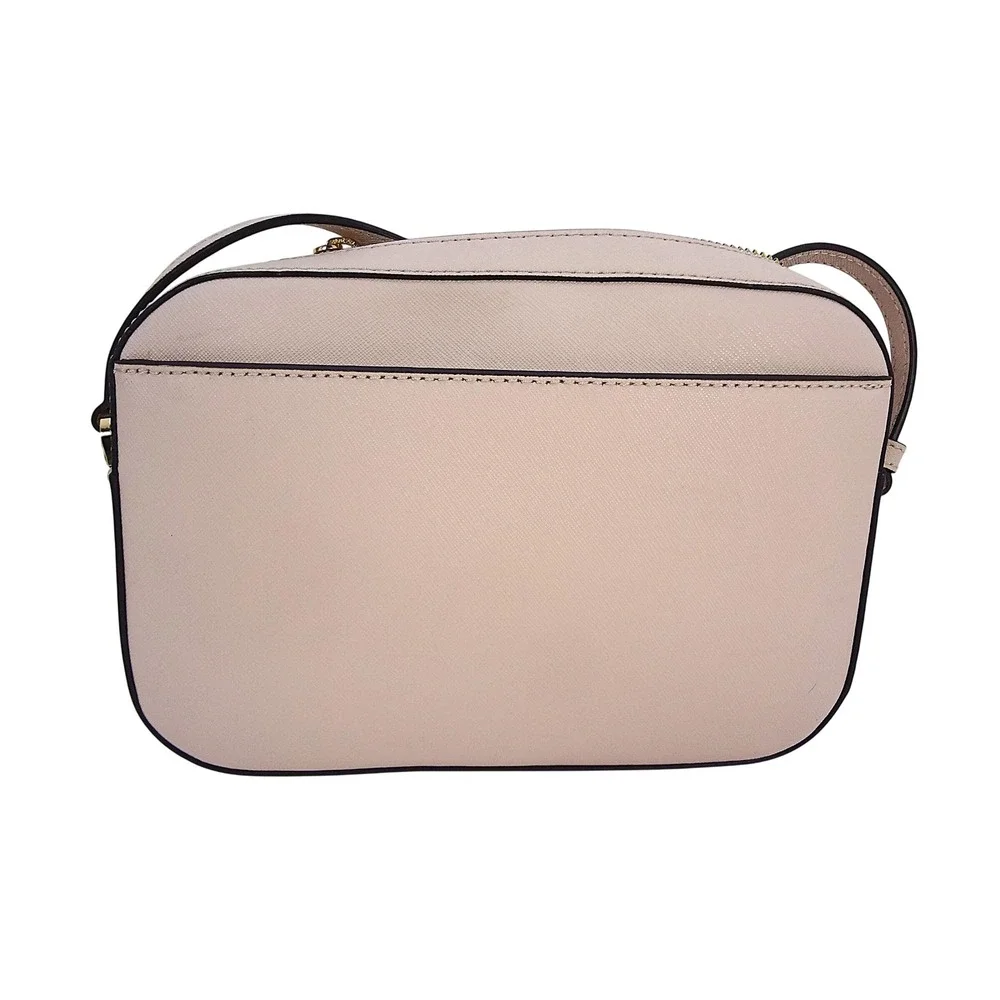 Michael Kors Jet Set Saffiano Leather Crossbody Bag Pale Pink Gold Chain Accent - Picture 2 of 8